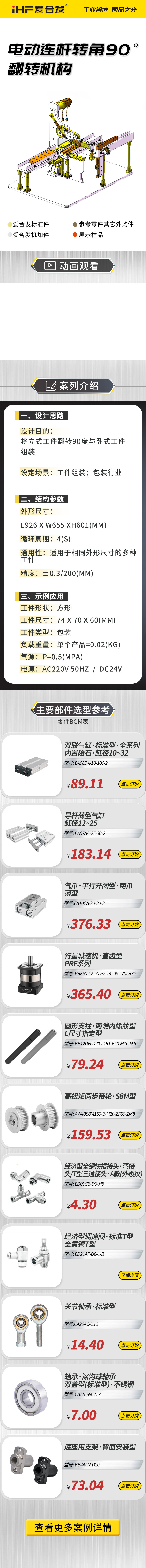 爱合发案例剖析：电动连杆转角90°翻转机构！